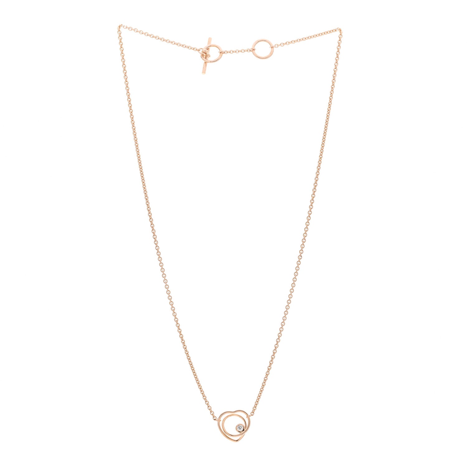 Hermes 18K Rose Gold Diamond TPM Vertige Coeur Necklace ST 3 of 5