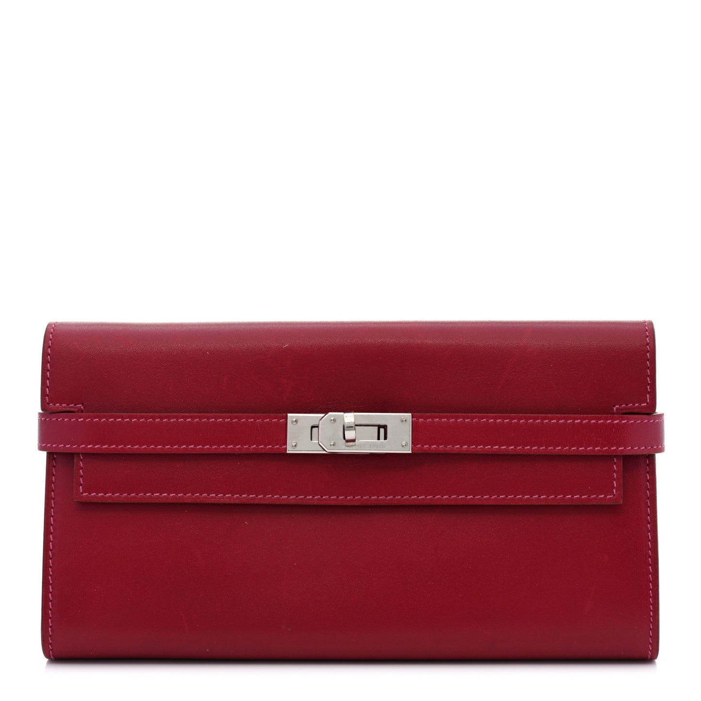 Tadelakt Verso Kelly Longue Wallet Rubis Rose Shocking