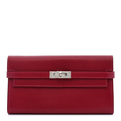 Hermes Tadelakt Verso Kelly Longue Wallet Rubis Rose Shocking 1 of 11