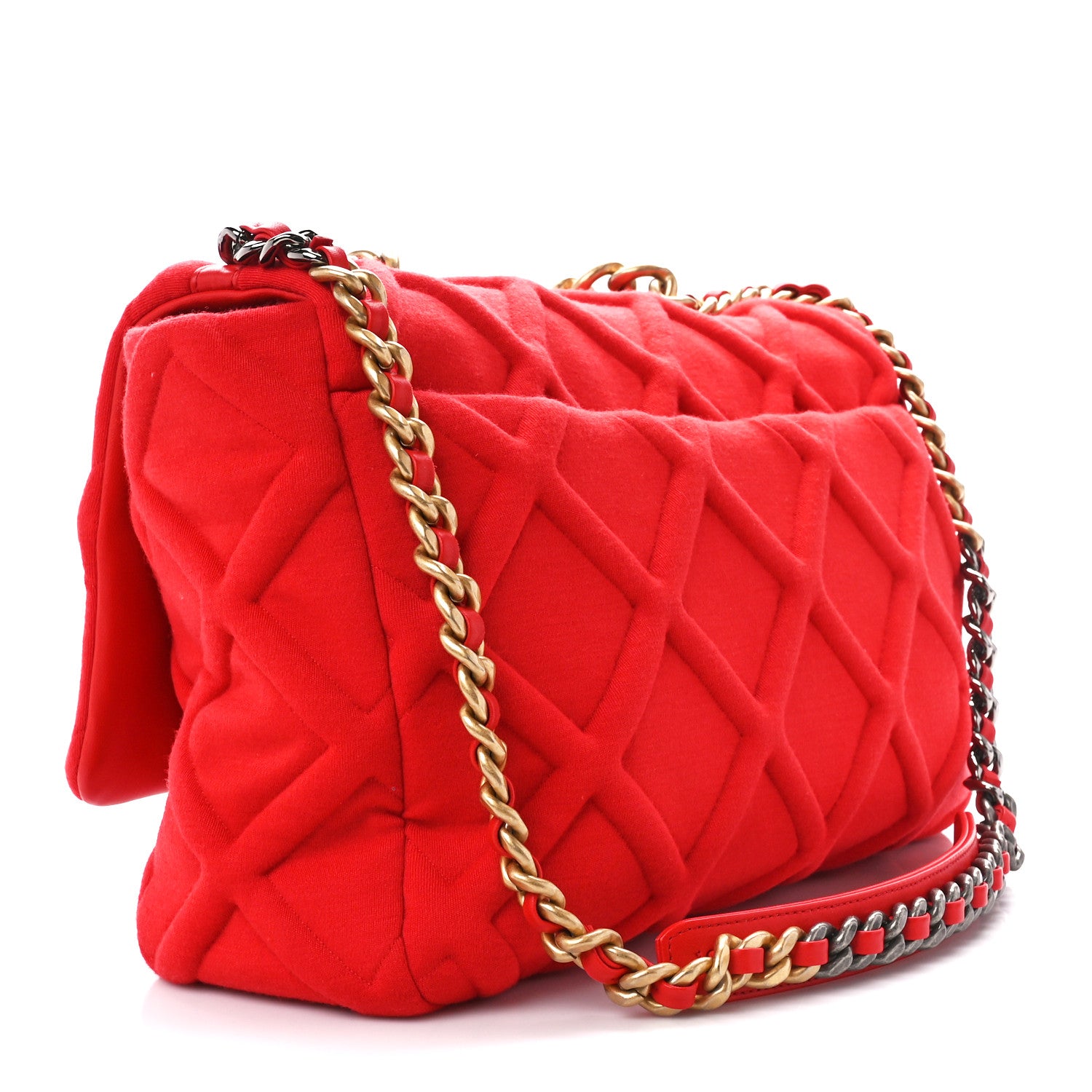 Chanel Jersey Lambskin Quilted Maxi Chanel 19 Flap Red 3 of 10