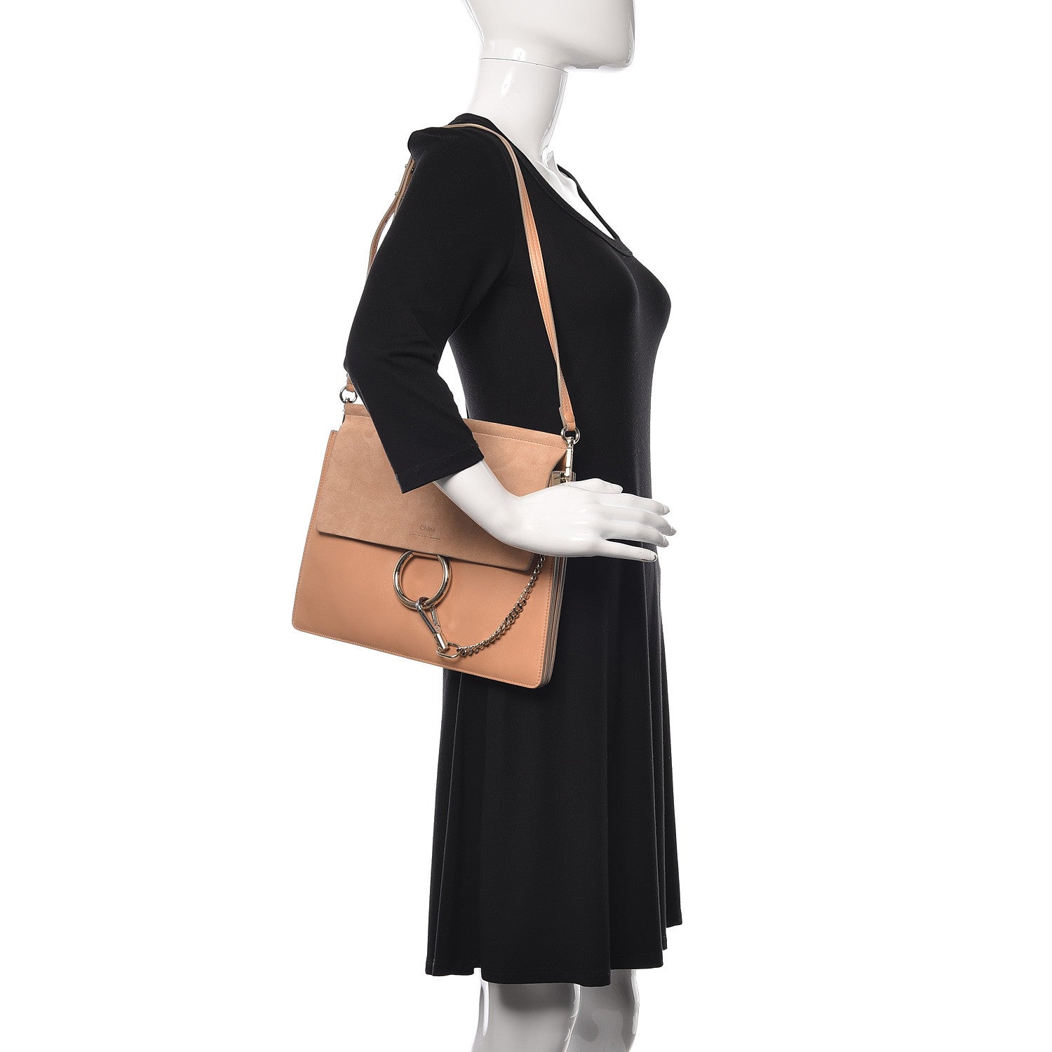 Chloe Calfskin Suede Medium Faye Shoulder Bag Blushy Pink 2 of 14