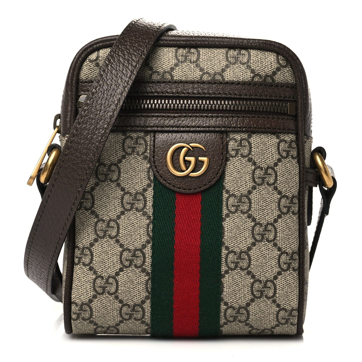 GG Supreme Monogram Web Mini Ophidia Messenger Brown