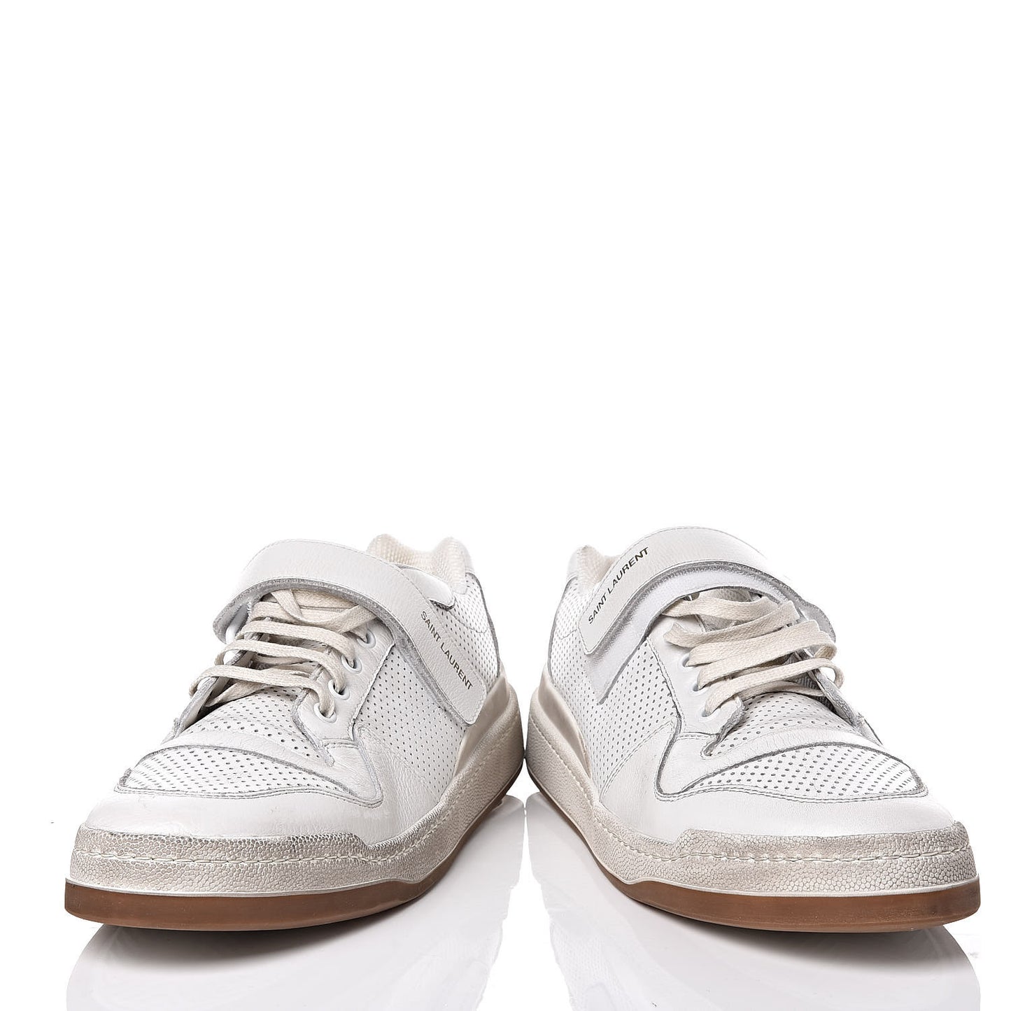 Perforated Calfskin Mens Jeddo Sneakers 43 White