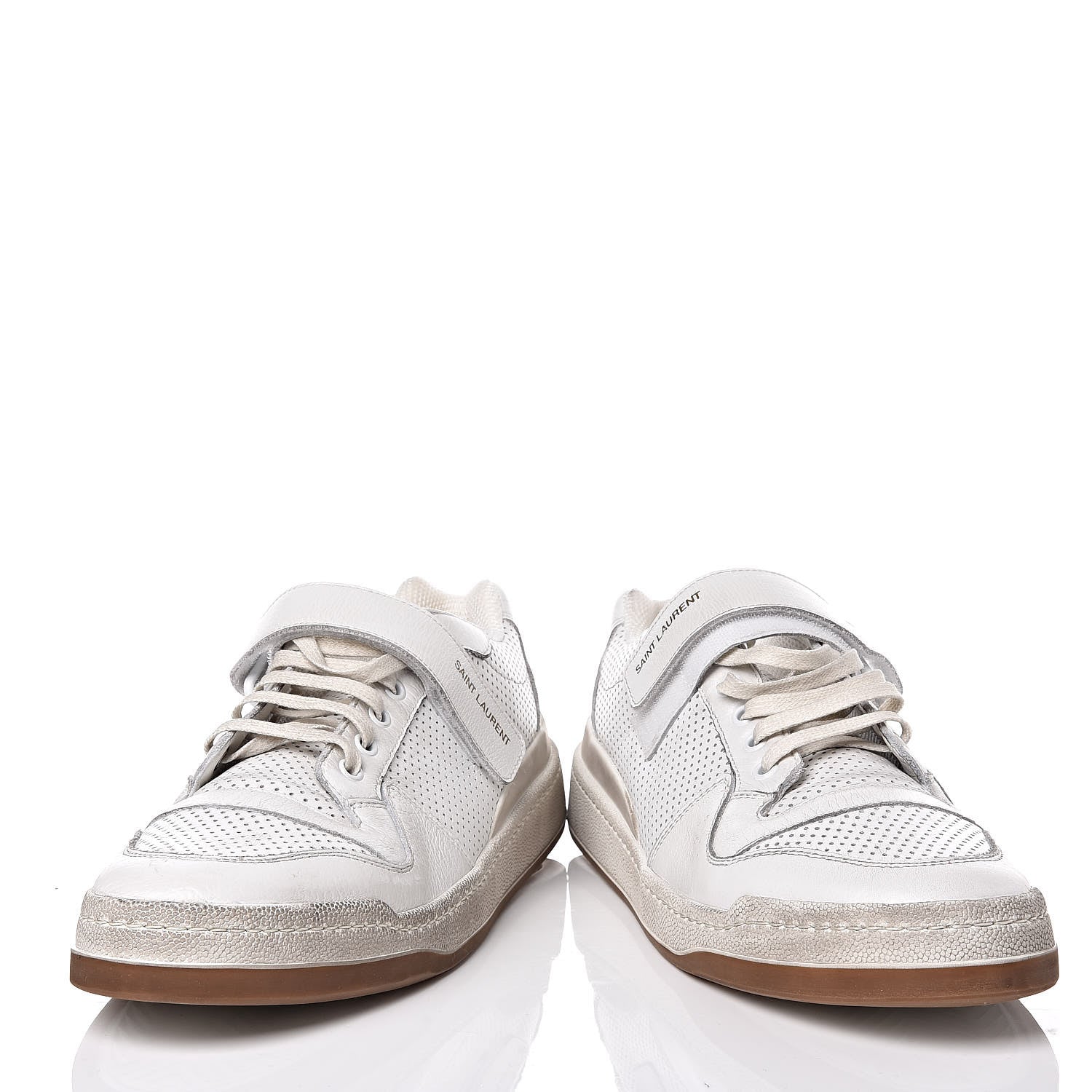 Saint Laurent Perforated Calfskin Mens Jeddo Sneakers 43 White 11 of 19
