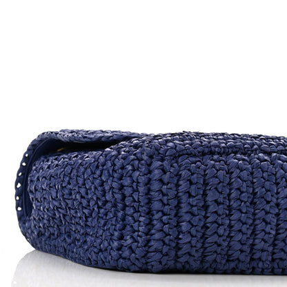 Saint Laurent Raffia Calfskin Monogram Medium Niki Chain Satchel Blue 8 of 9