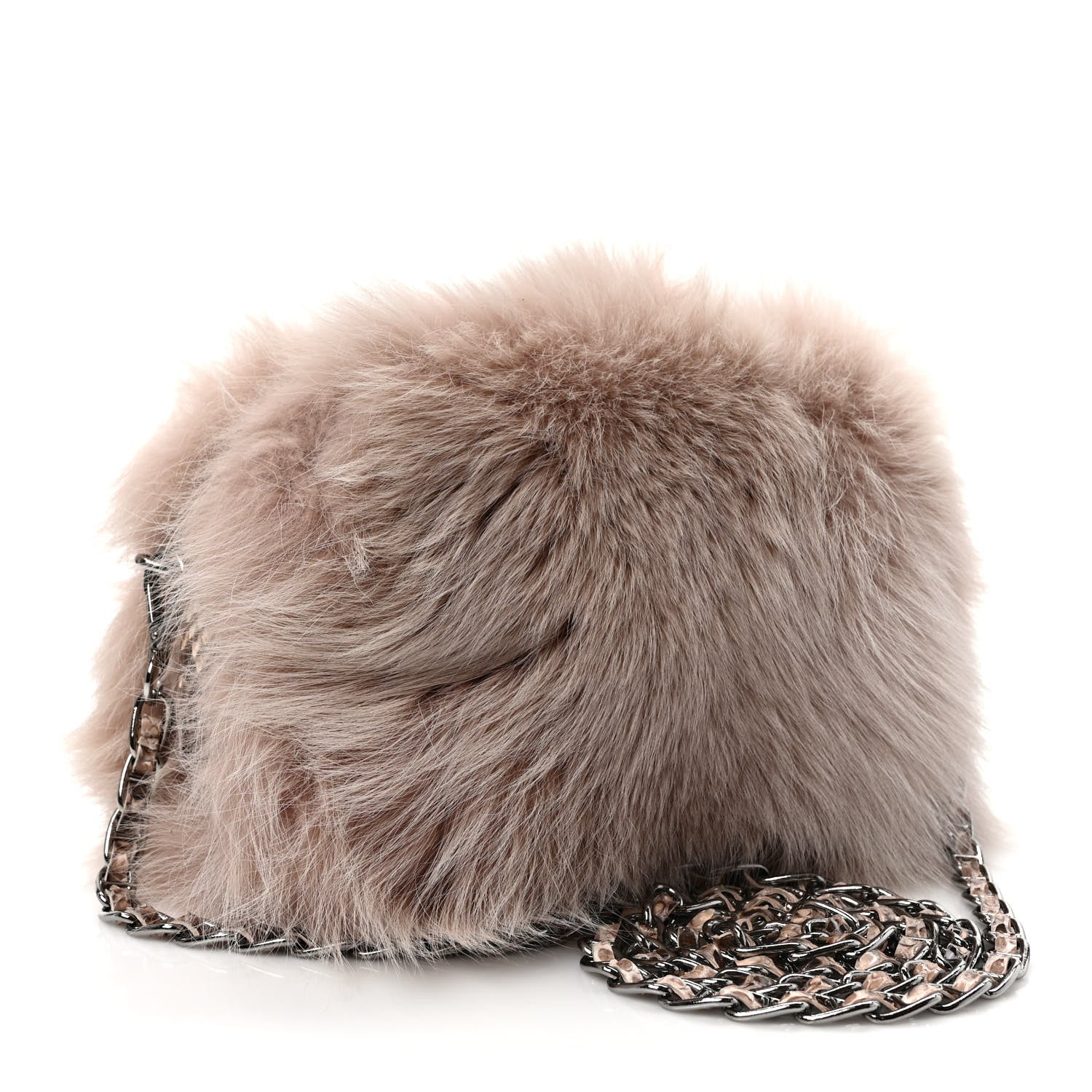 Prada Fox Fur Snakeskin Chain Bag 2 of 10