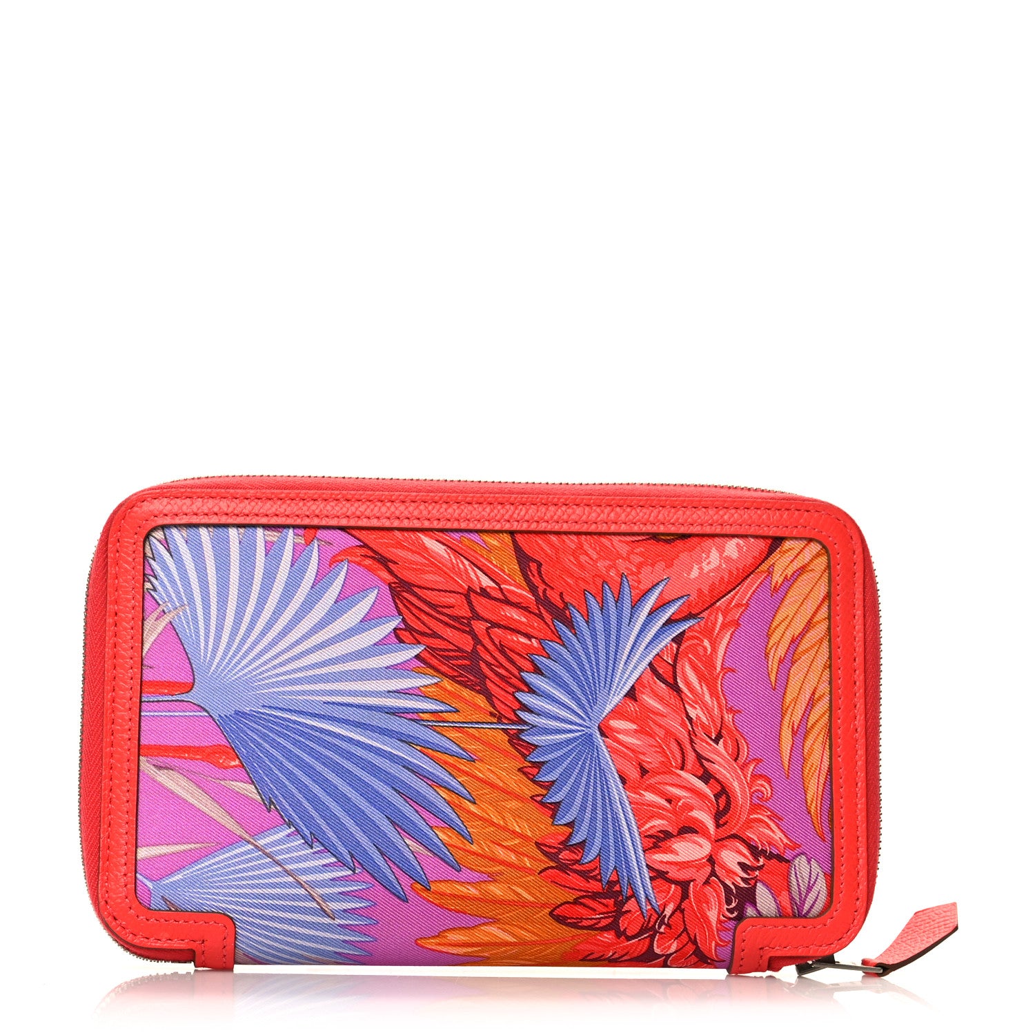 Hermes Epsom Printed Silk Flamingo Party Soie-Cool Wallet Rose Jaipur 1 of 10