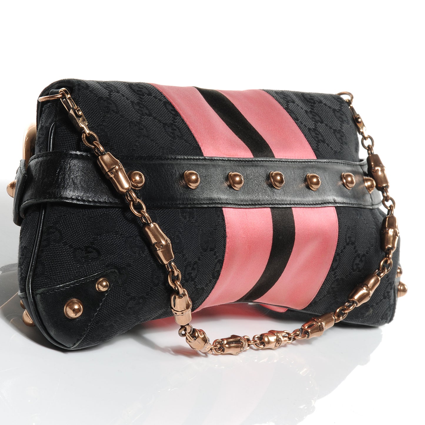 Monogram Horsebit Web Clutch Black