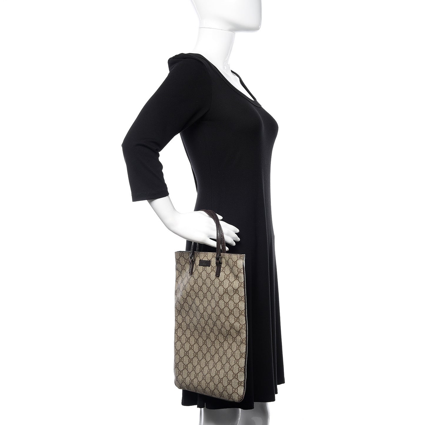 GG Plus Monogram Flat Vertical Tote Brown