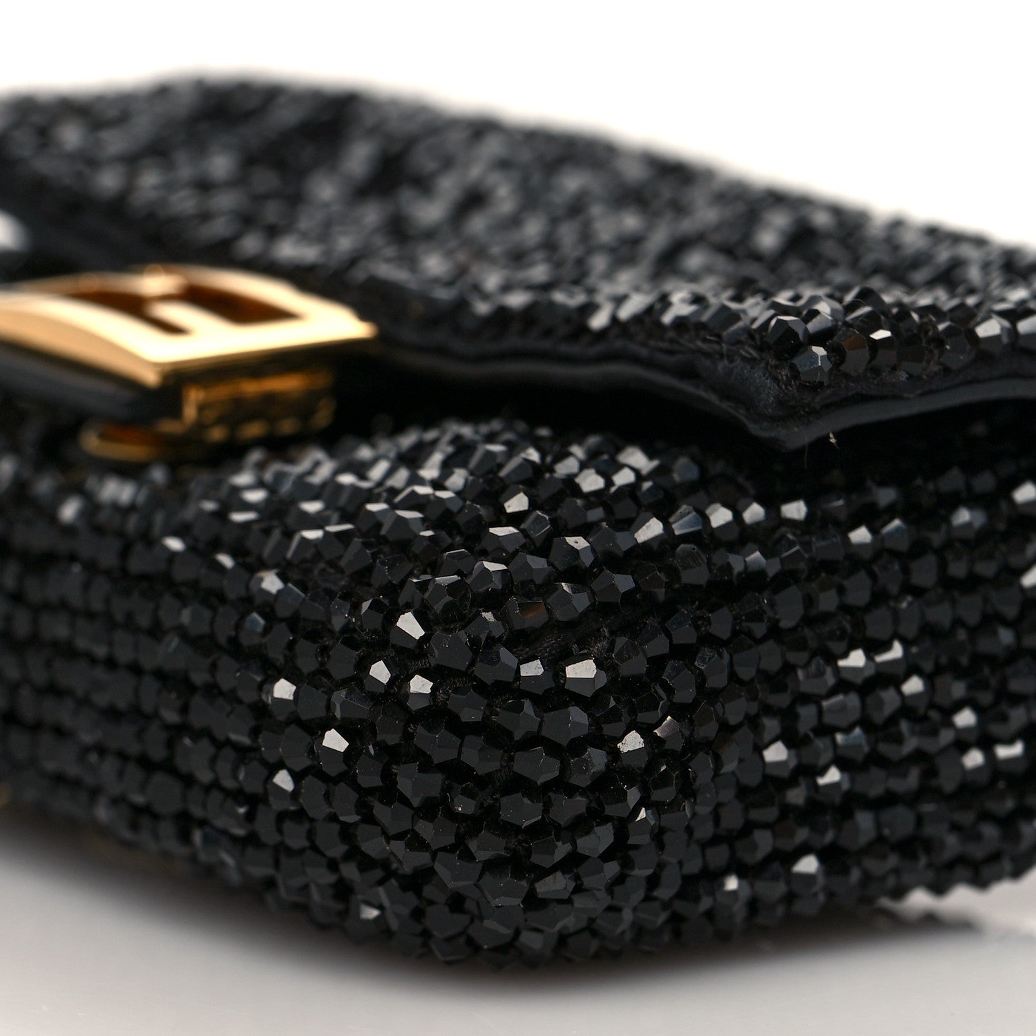 Fendi Crystal Vitello King Beaded Nano Baguette Charm Black 8 of 8