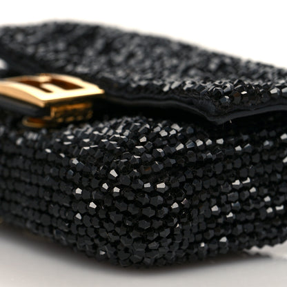Fendi Crystal Vitello King Beaded Nano Baguette Charm Black 8 of 8