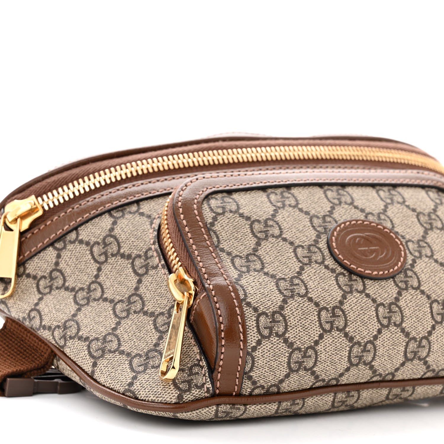 Gucci GG Supreme Monogram Textured Calfskin Retro Interlocking G Belt Bag Beige Ebony Brown Sugar 8 of 9