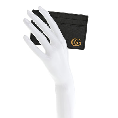 Gucci Calfskin Boar Effect GG Marmont Card Holder Black 2 of 7