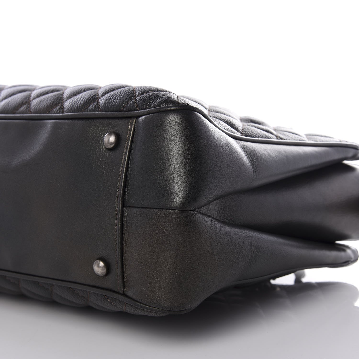 Chanel Metallic Goatskin Quilted Medium Rock In Rome Tote Charcoal 8 of 9
