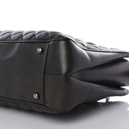 Chanel Metallic Goatskin Quilted Medium Rock In Rome Tote Charcoal 8 of 9
