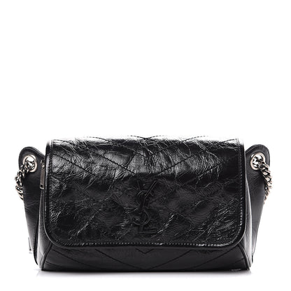 Saint Laurent Crinkled Calfskin Matelasse Monogram Niki Body Bag Black 1 of 8