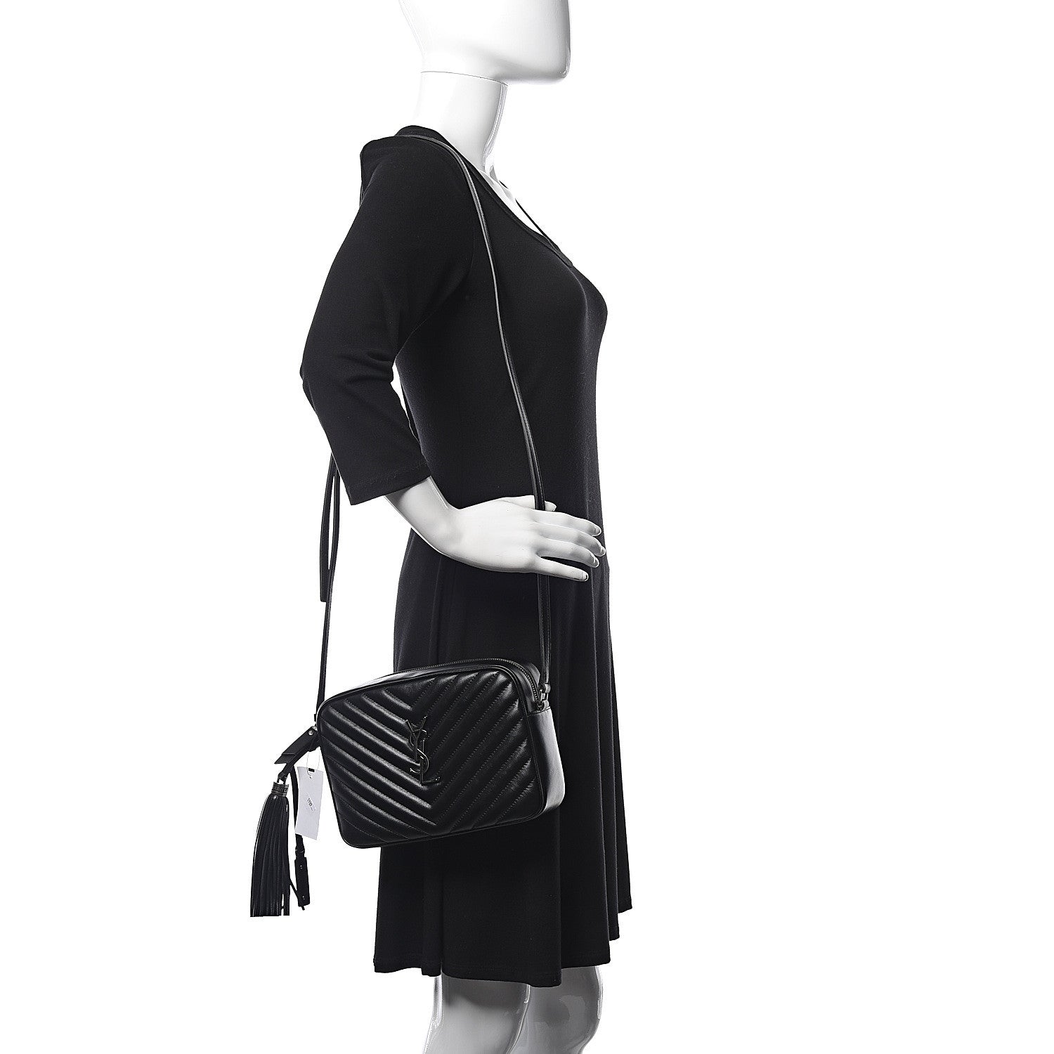 Saint Laurent Calfskin Matelasse Monogram Lou Camera Bag Black 2 of 11