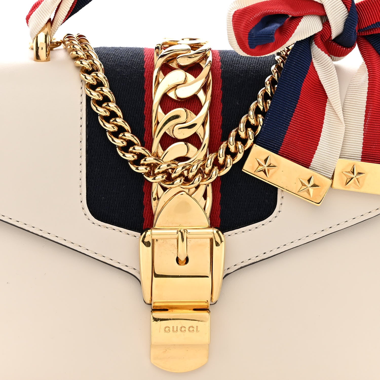 Gucci Calfskin Mini Sylvie Chain Shoulder Bag White 8 of 13