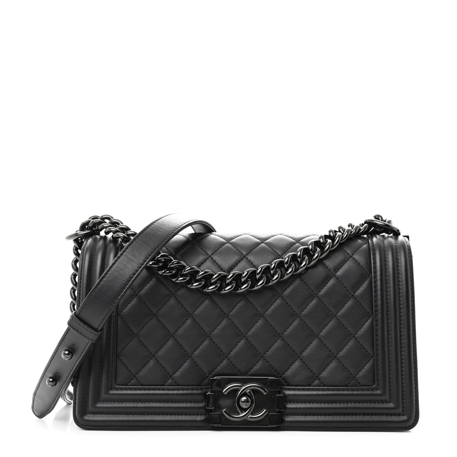 Chanel Calfskin Quilted Medium Boy Flap So Black 1 of 10