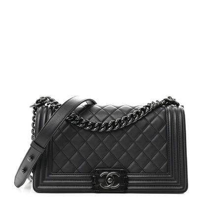 Chanel Calfskin Quilted Medium Boy Flap So Black 1 of 10