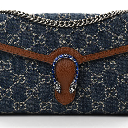 Gucci New Denim GG Monogram Dollar Calfskin Enamel Mini Dionysus Chain Wallet Blue Tea Cuir Epilog Electric Blue 8 of 13