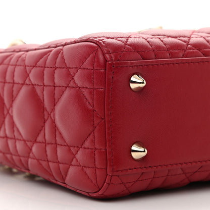Christian Dior Lambskin Cannage Small My Lady Dior Red 8 of 9