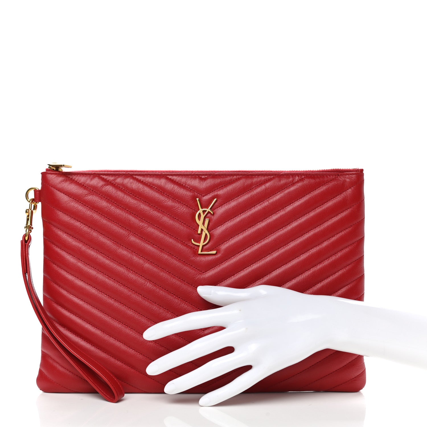 Saint Laurent Calfskin Matelasse Monogram Cassandre Tablet Pouch Rouge Eros 2 of 8