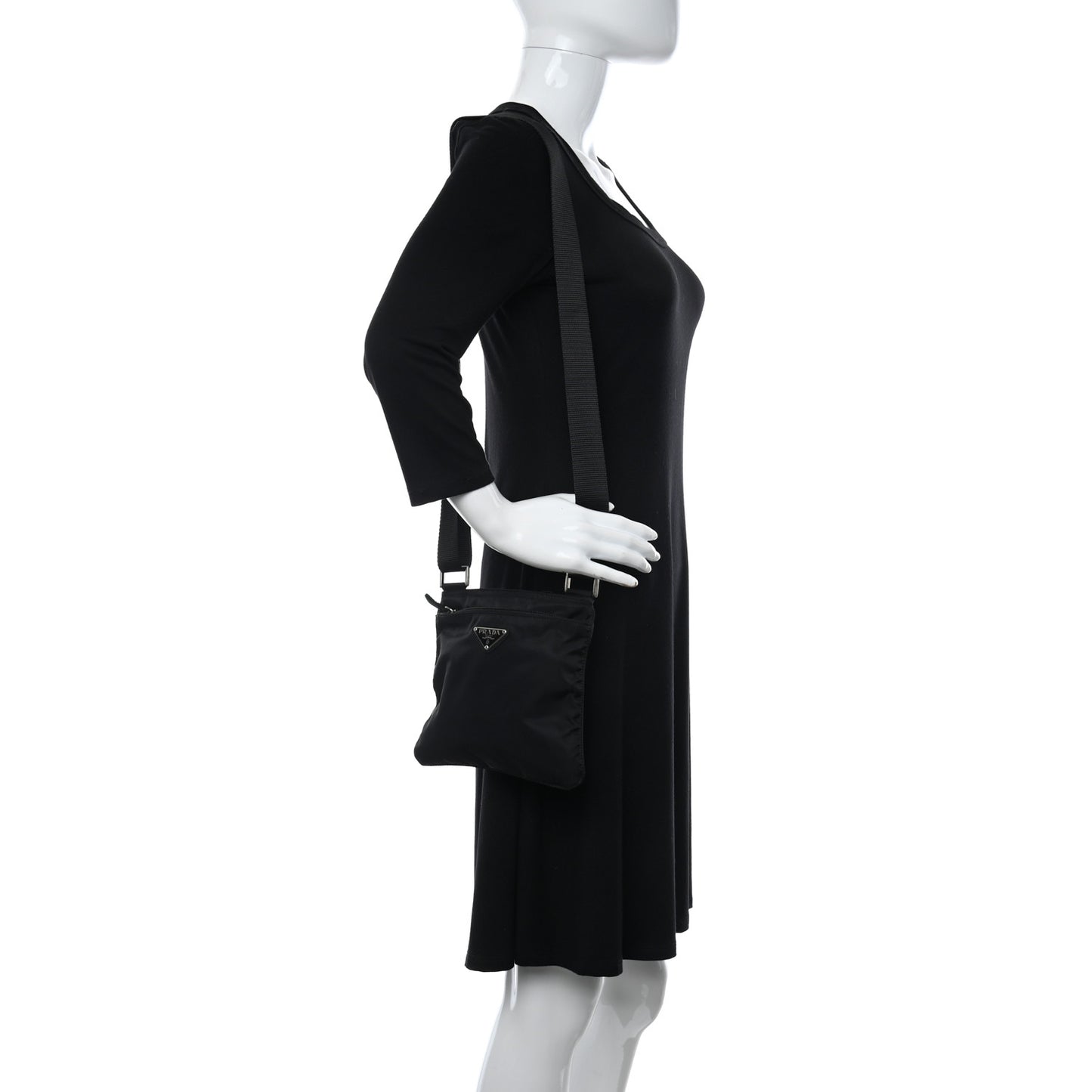 Nylon Vela Flat Messenger Bag Black