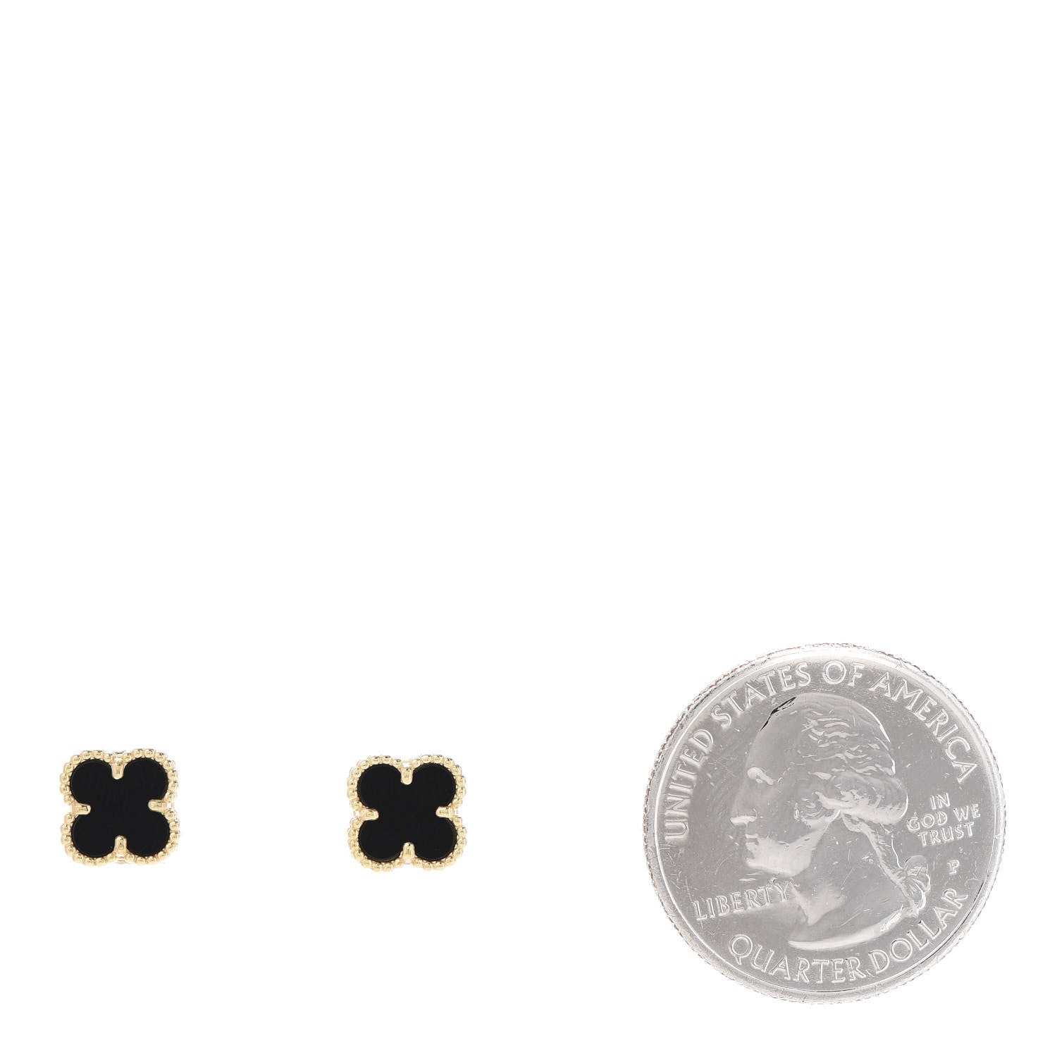 Van Cleef & Arpels 18K Yellow Gold Black Onyx Sweet Alhambra Earrings 2 of 6