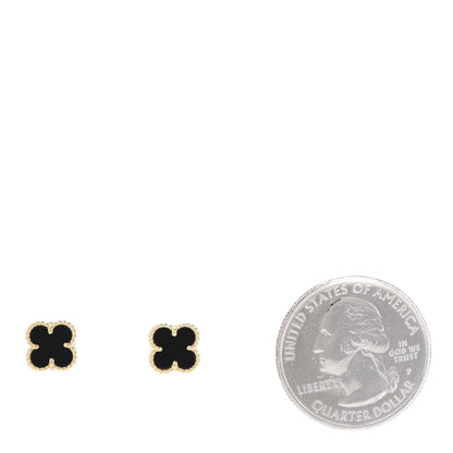 Van Cleef & Arpels 18K Yellow Gold Black Onyx Sweet Alhambra Earrings 2 of 6