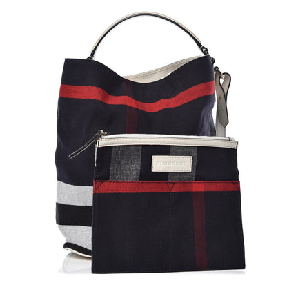 Burberry Canvas Mega Check Medium Ashby Hobo White 3 of 9