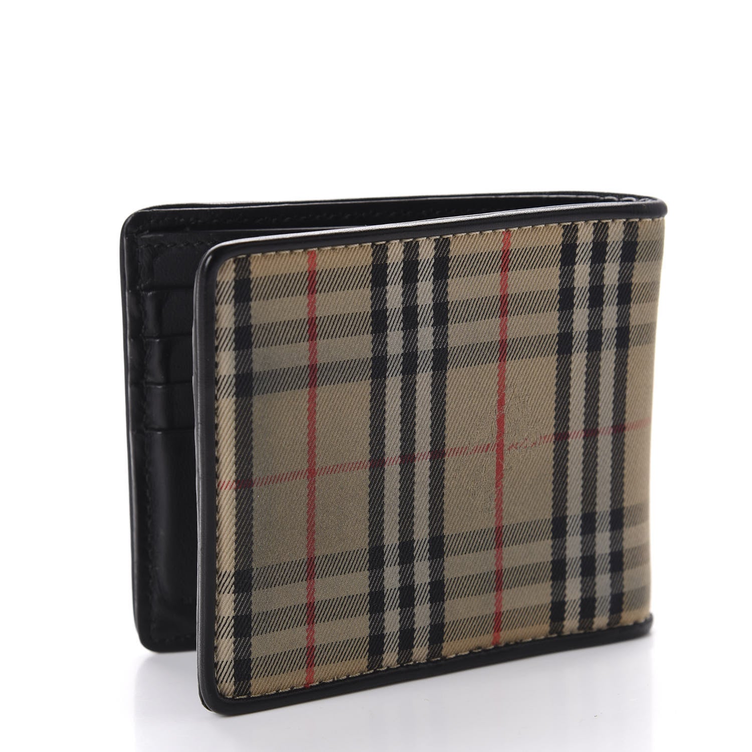 Burberry Calfskin 1983 Knight Check Bi-Fold Wallet Black 3 of 8