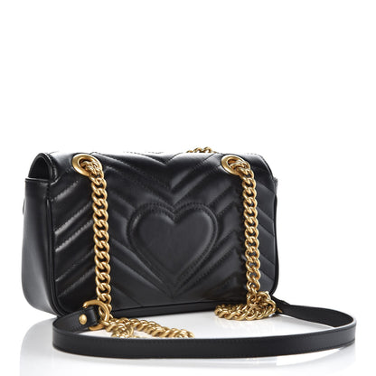 Gucci Calfskin Matelasse Mini GG Marmont Shoulder Bag Black 4 of 8