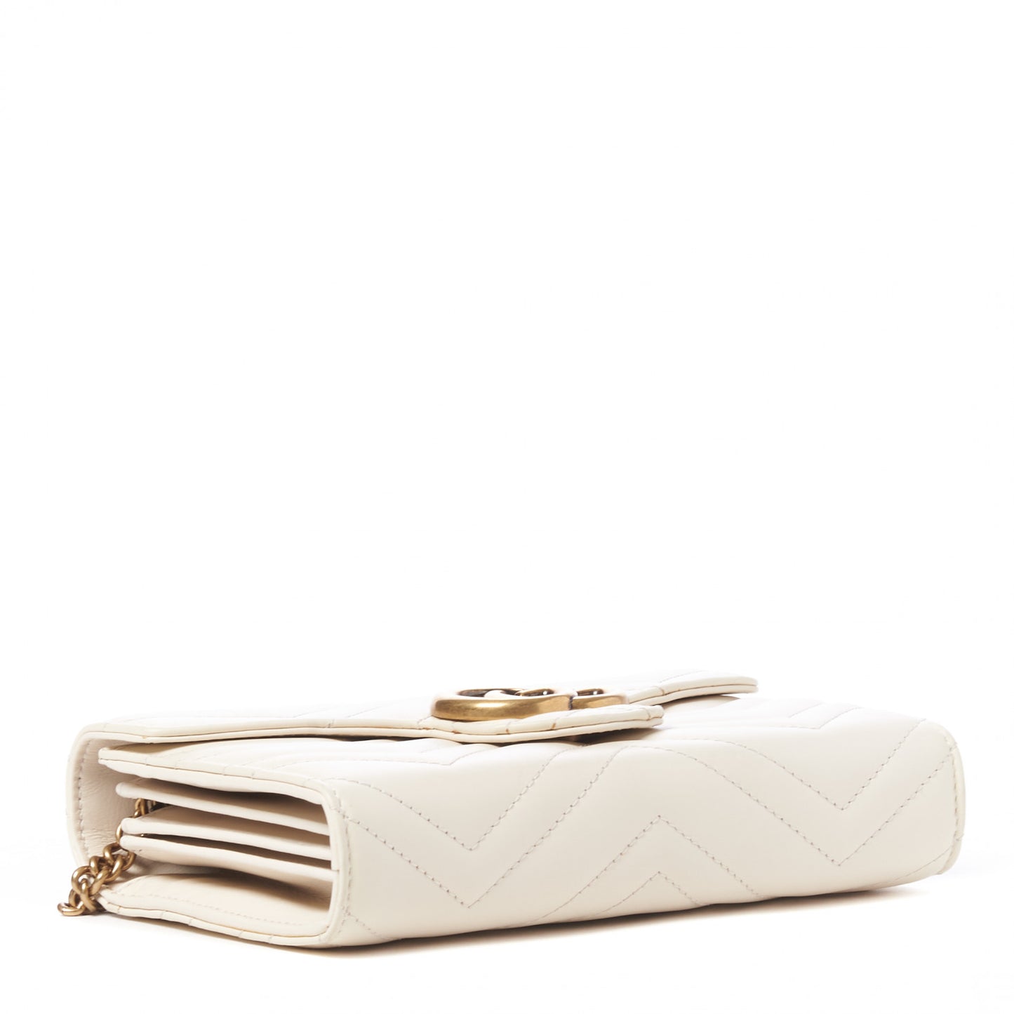 Calfskin Matelasse GG Marmont Chain Wallet Mystic White