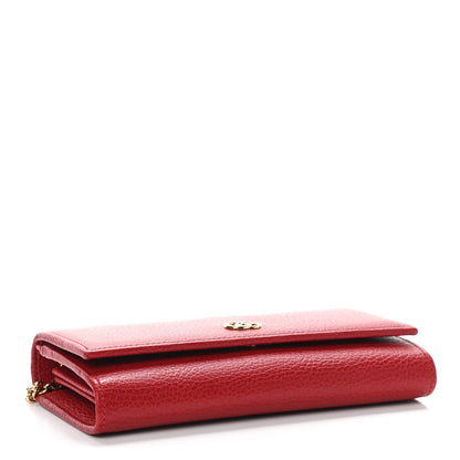 Gucci Dollar Calfskin Petite GG Marmont Wallet Chain Bag Hibiscus Red 3 of 10