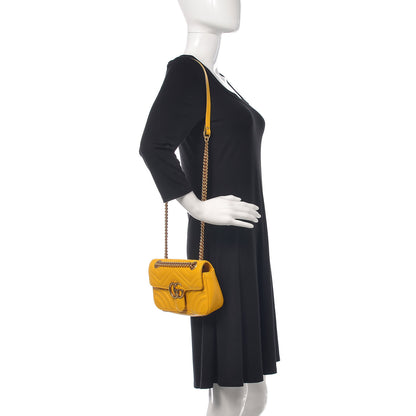 Gucci Calfskin Matelasse Mini GG Marmont Shoulder Bag Stone Topaz 2 of 13