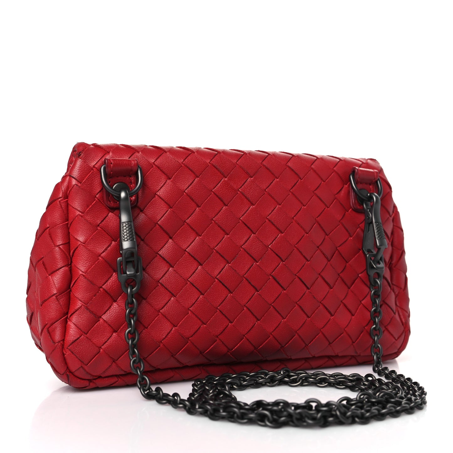 Nappa Intrecciato Small Chain Crossbody Red