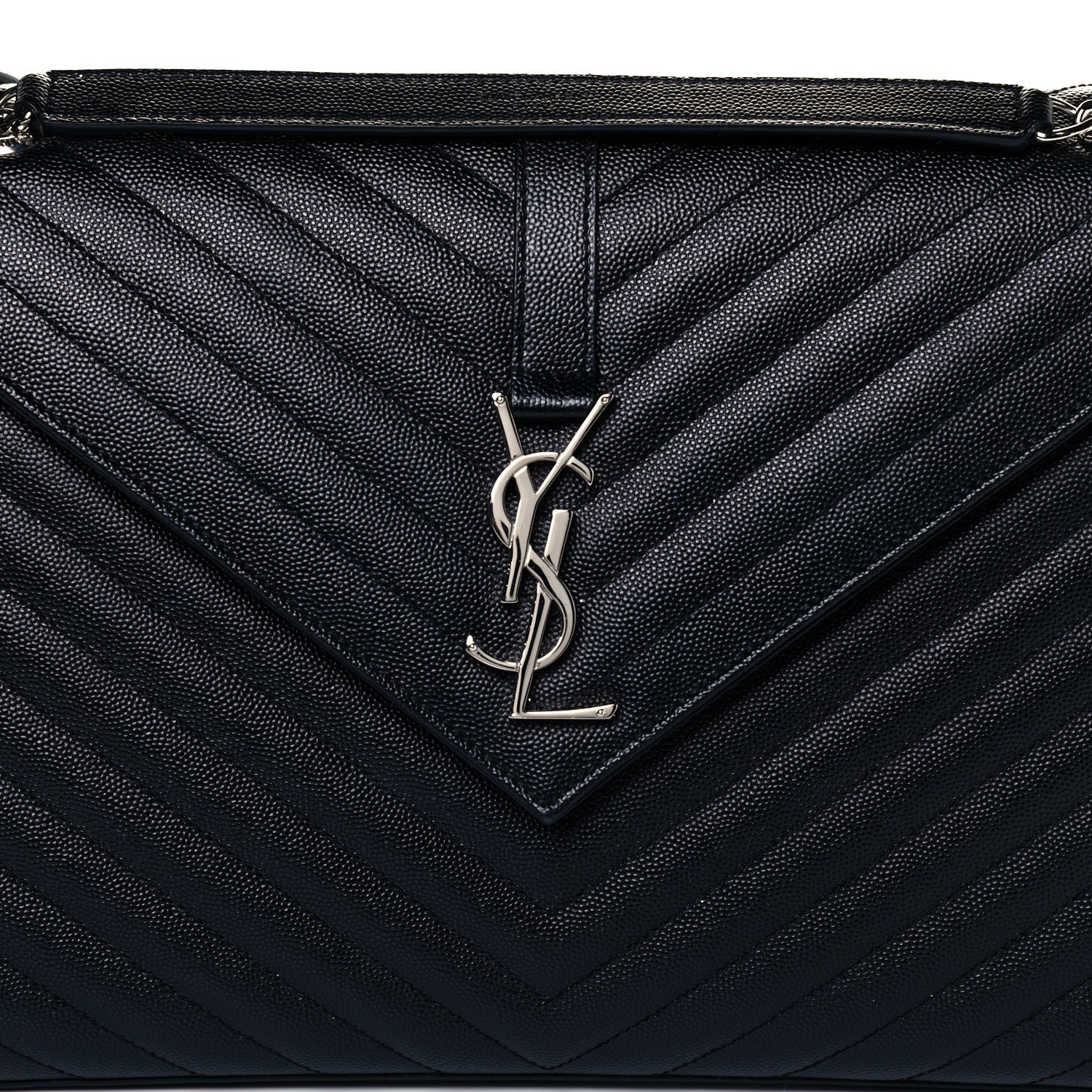 Saint Laurent Grain De Poudre Matelasse Chevron Large Monogram Satchel Black 9 of 11
