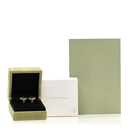 Van Cleef & Arpels 18K Yellow Gold Malachite Vintage Alhambra Earrings 5 of 5