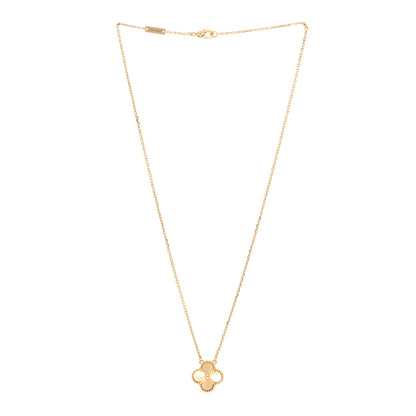 Van Cleef & Arpels 18K Yellow Gold Guilloche Vintage Alhambra Pendant Necklace 3 of 5