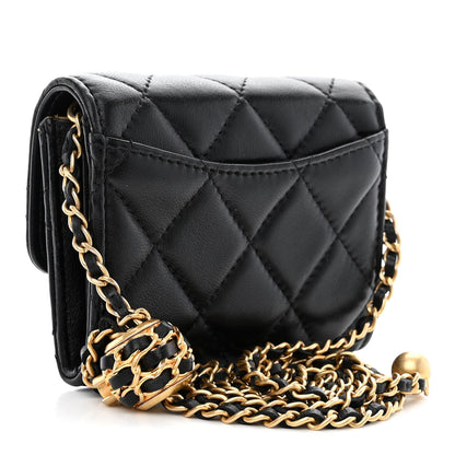Chanel Lambskin Quilted Pearl Crush Clutch With Chain Black 3 of 12