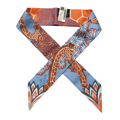 Hermes Silk The Three Graces Twilly Bleu Jean Orange Rouille 1 of 4