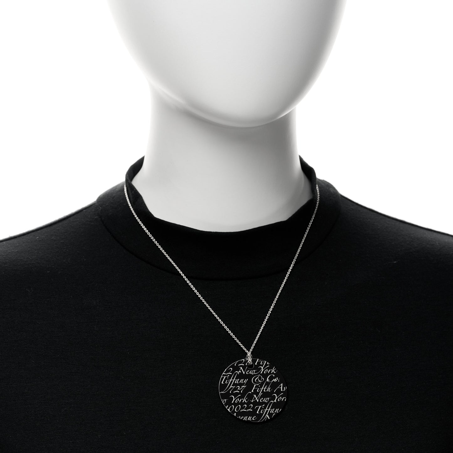 Sterling Silver Black Bone Notes Round Pendant Necklace