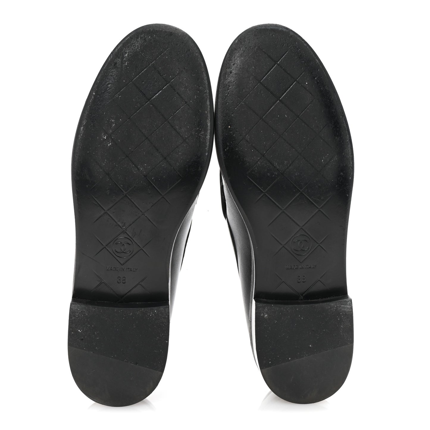 Lambskin Quilted CC Turnlock Loafers 38 Black