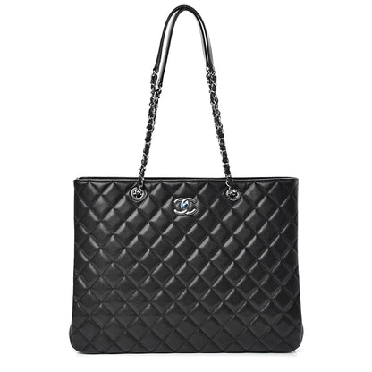 Chanel Calfskin Quilted Large CC Shopping Tote Black 1 of 9