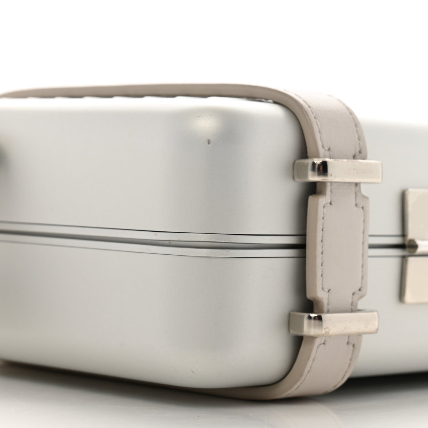 X RIMOWA Aluminum Personal Clutch On Strap Silver