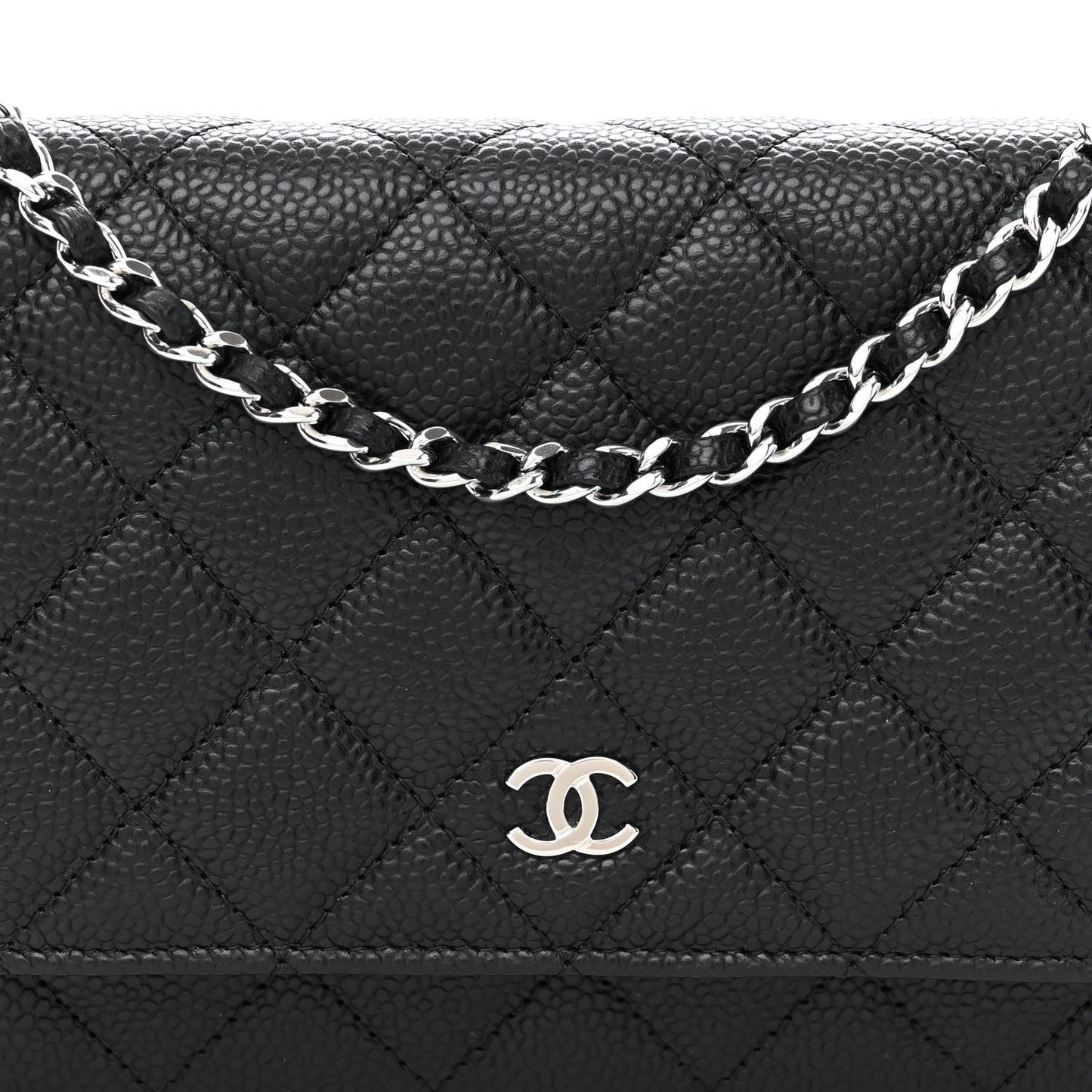 Caviar Quilted Wallet on Chain WOC Black