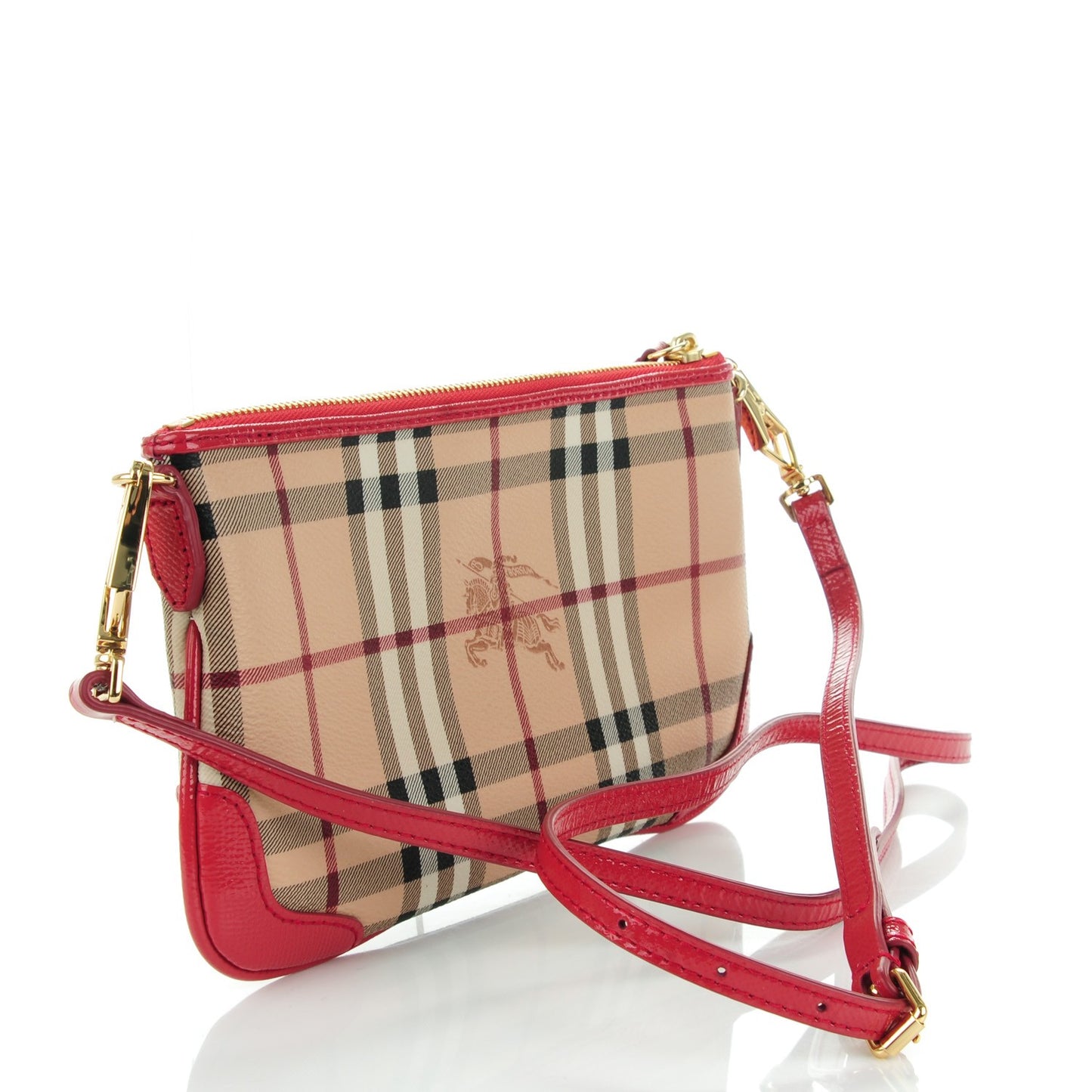 Haymarket Check Small Peyton Crossbody Clutch Bag Bright Rose