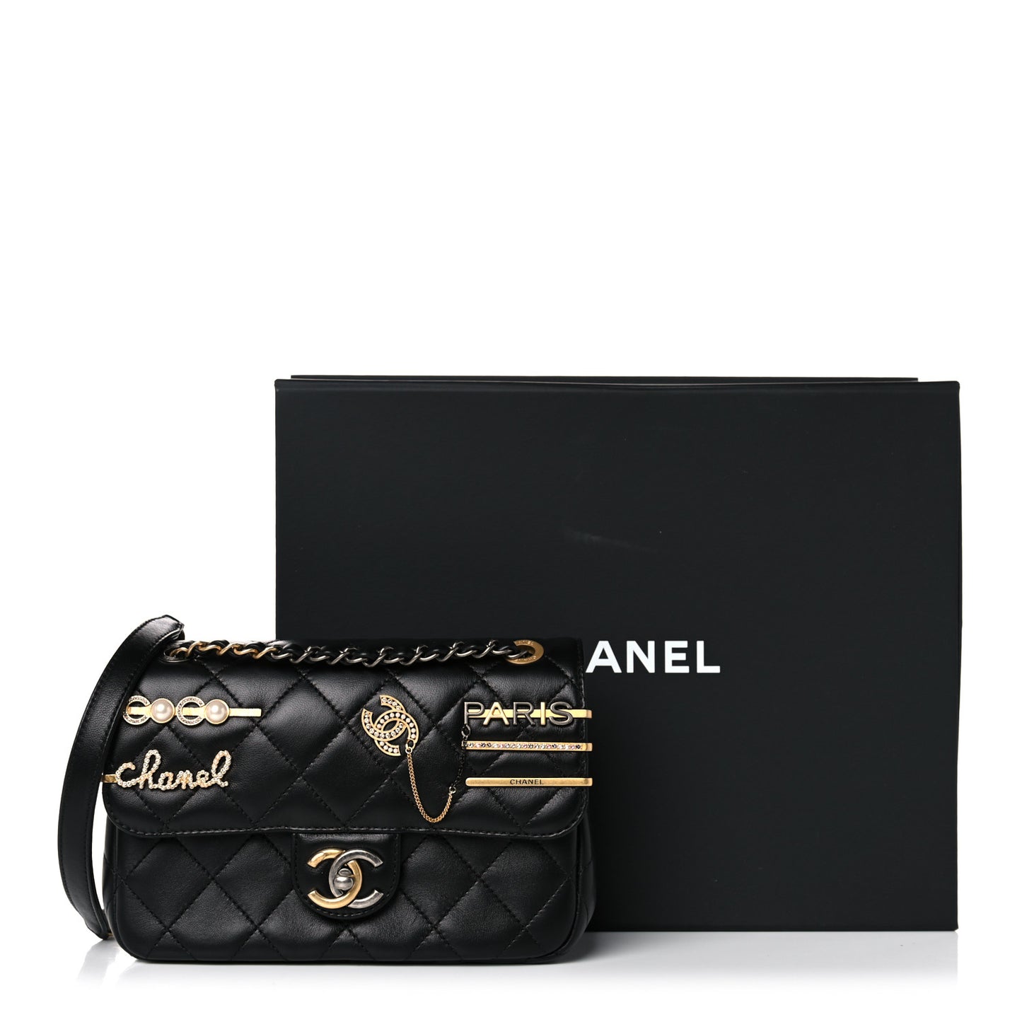 Lambskin Quilted Small Coco Clips Single Flap Black