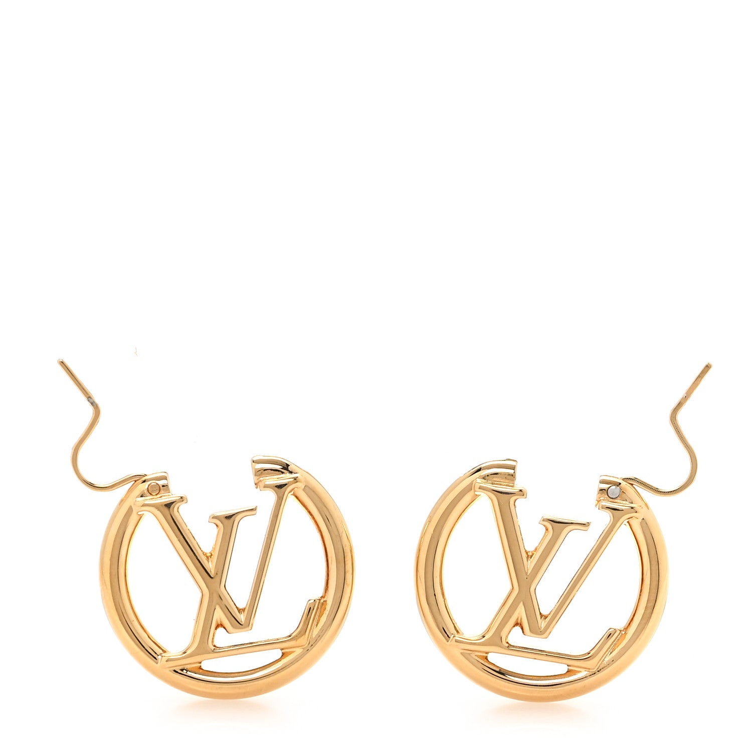 Louis Vuitton Metal Small Louise Hoop Earrings Gold 3 of 5